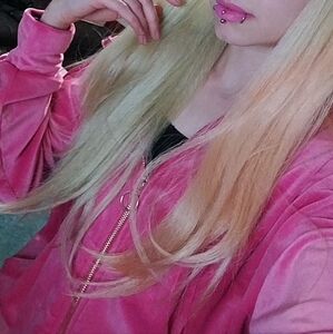 SOLD! 2 Piece Pink Velour Tracksuit W Gold